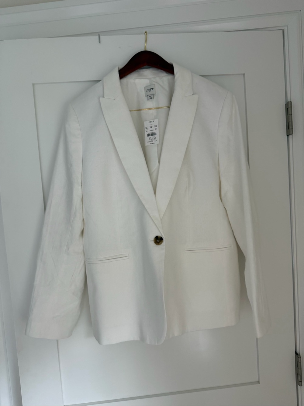 J. Crew Cream Single-Button Notch Lapel Blazer